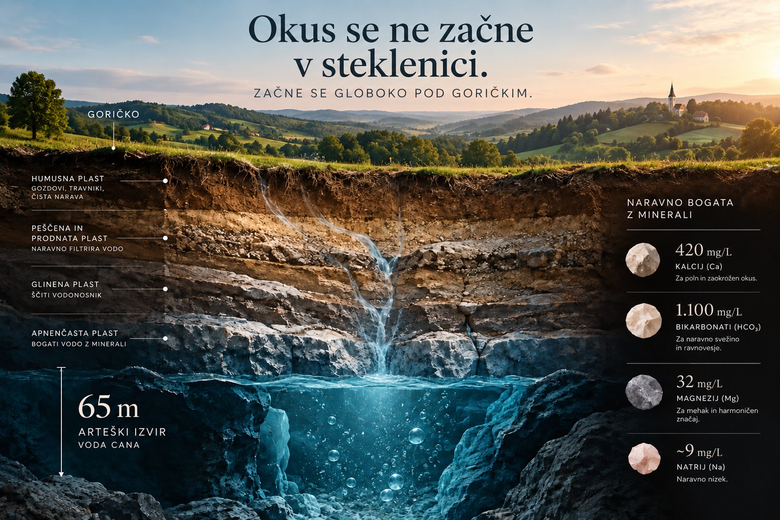 Pot vode Cana skozi plasti Goričkega — od padavin do arteškega izvira 65 m pod površjem
